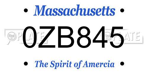 0ZB845 Massachusetts License Plate