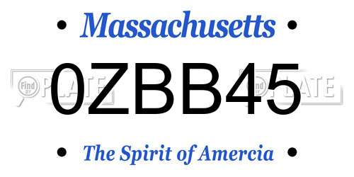0ZBB45 Massachusetts License Plate