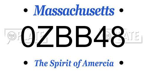 0ZBB48 Massachusetts License Plate