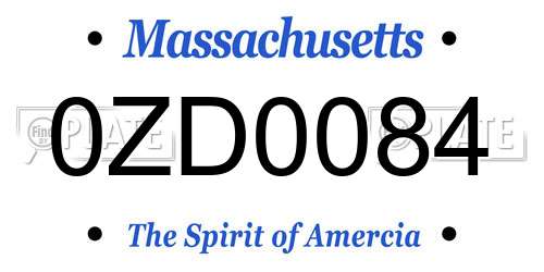 0ZD0084 Massachusetts License Plate