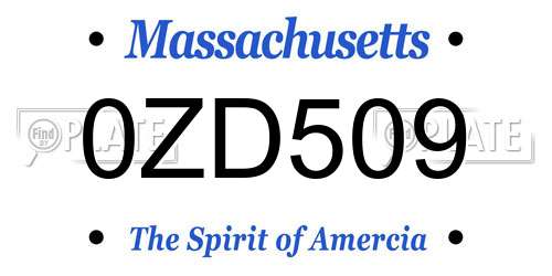0ZD509 Massachusetts License Plate