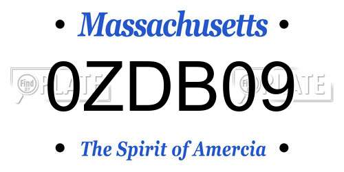 0ZDB09 Massachusetts License Plate