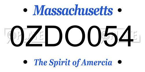 0ZDO054 Massachusetts License Plate