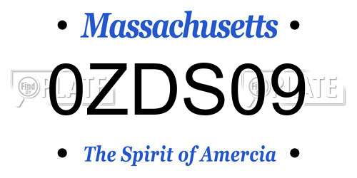 0ZDS09 Massachusetts License Plate
