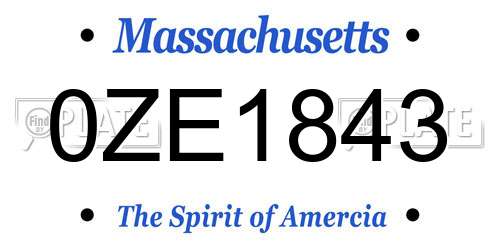 0ZE1843 Massachusetts License Plate