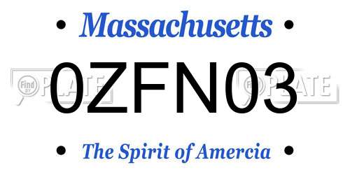 0ZFN03 Massachusetts License Plate