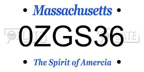 0ZGS36 Massachusetts License Plate