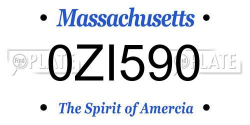 0ZI590 Massachusetts License Plate