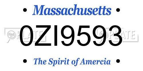 0ZI9593 Massachusetts License Plate