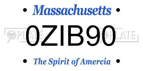 0ZIB90 Massachusetts License Plate