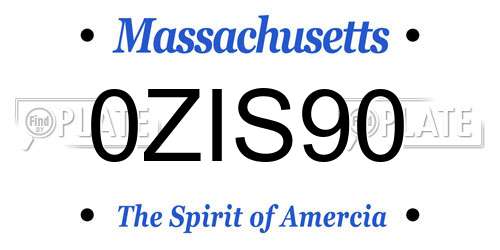 0ZIS90 Massachusetts License Plate