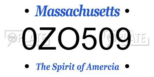 0ZO509 Massachusetts License Plate