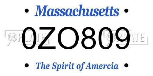 0ZO809 Massachusetts License Plate