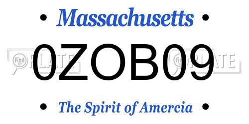 0ZOB09 Massachusetts License Plate