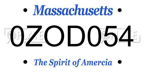 0ZOD054 Massachusetts License Plate