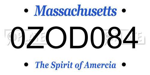 0ZOD084 Massachusetts License Plate