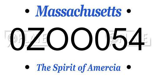 0ZOO054 Massachusetts License Plate