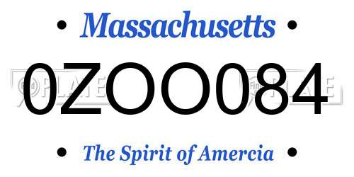 0ZOO084 Massachusetts License Plate