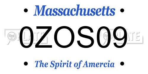 0ZOS09 Massachusetts License Plate