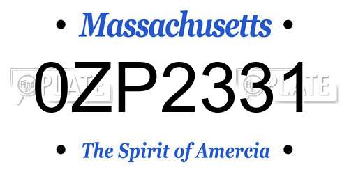 0ZP2331 Massachusetts License Plate