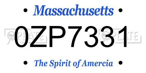 0ZP7331 Massachusetts License Plate