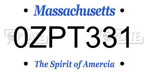0ZPT331 Massachusetts License Plate