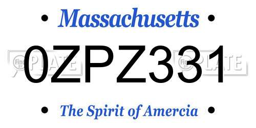 0ZPZ331 Massachusetts License Plate