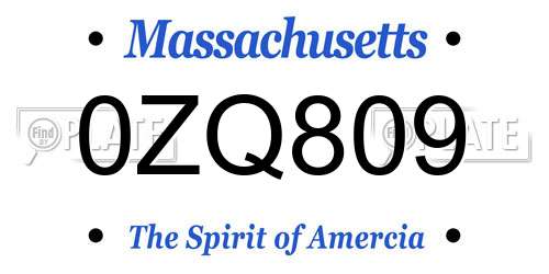 0ZQ809 Massachusetts License Plate