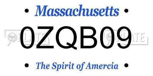 0ZQB09 Massachusetts License Plate