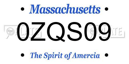 0ZQS09 Massachusetts License Plate