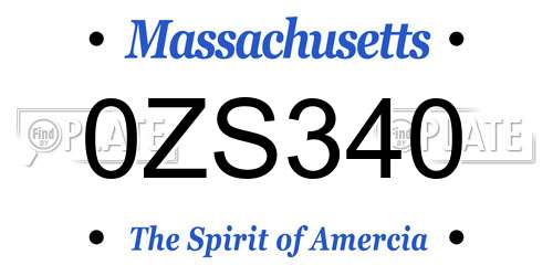 0ZS340 Massachusetts License Plate