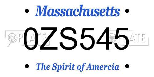 0ZS545 Massachusetts License Plate