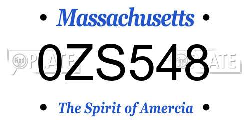0ZS548 Massachusetts License Plate