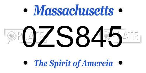 0ZS845 Massachusetts License Plate