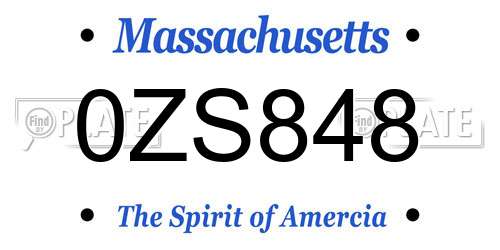 0ZS848 Massachusetts License Plate