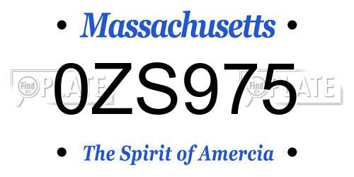 0ZS975 Massachusetts License Plate
