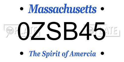 0ZSB45 Massachusetts License Plate