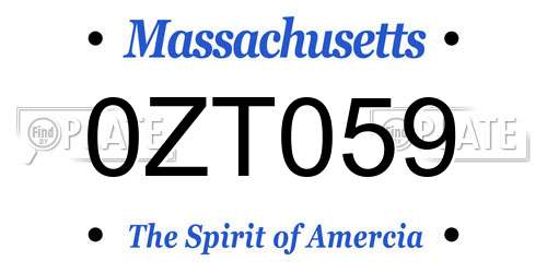 0ZT059 Massachusetts License Plate