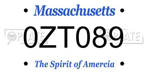 0ZT089 Massachusetts License Plate