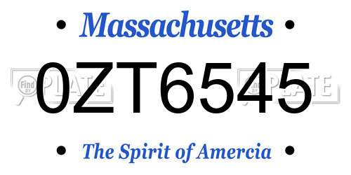 0ZT6545 Massachusetts License Plate