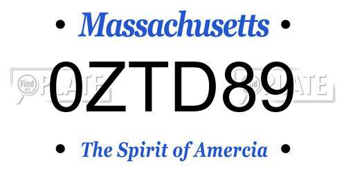 0ZTD89 Massachusetts License Plate