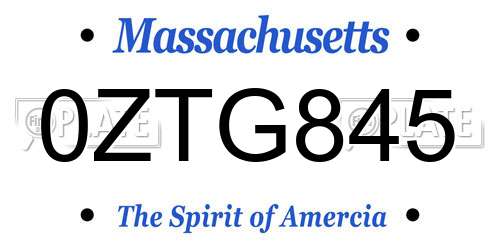 0ZTG845 Massachusetts License Plate