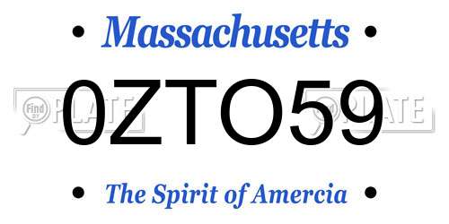 0ZTO59 Massachusetts License Plate