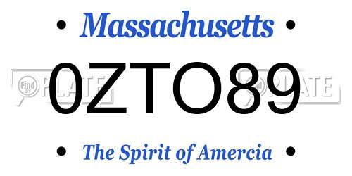 0ZTO89 Massachusetts License Plate