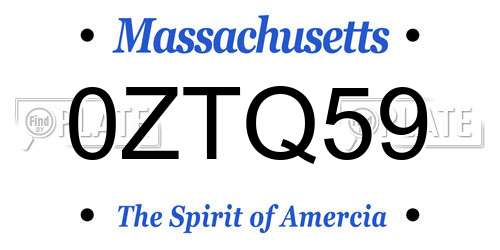 0ZTQ59 Massachusetts License Plate