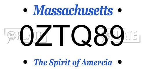 0ZTQ89 Massachusetts License Plate