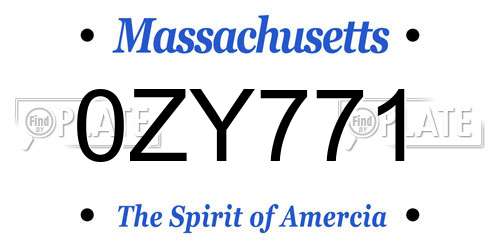0ZY771 Massachusetts License Plate