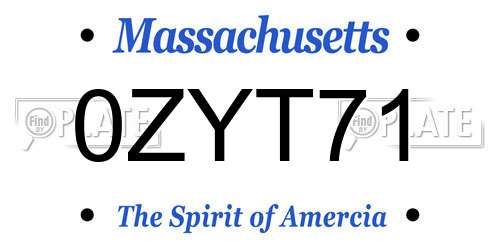 0ZYT71 Massachusetts License Plate