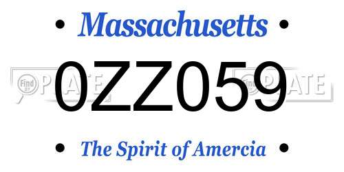 0ZZ059 Massachusetts License Plate