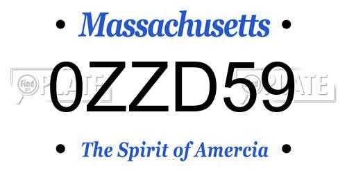 0ZZD59 Massachusetts License Plate